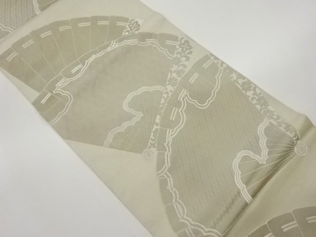 扇模様織出し袋帯